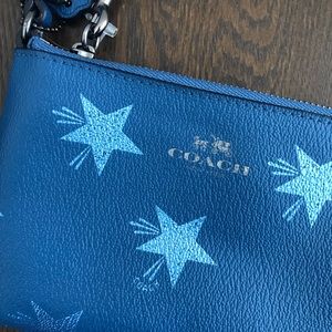 Coach blue star print zip wristlet